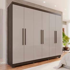 Guarda-Roupa 6 Portas 4 Gavetas New Malibu Espresso Móveis Imbuia / Off White
