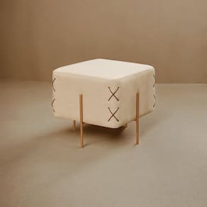 Puff Banqueta 45cm X 45cm Eros Luxo Bege Claro