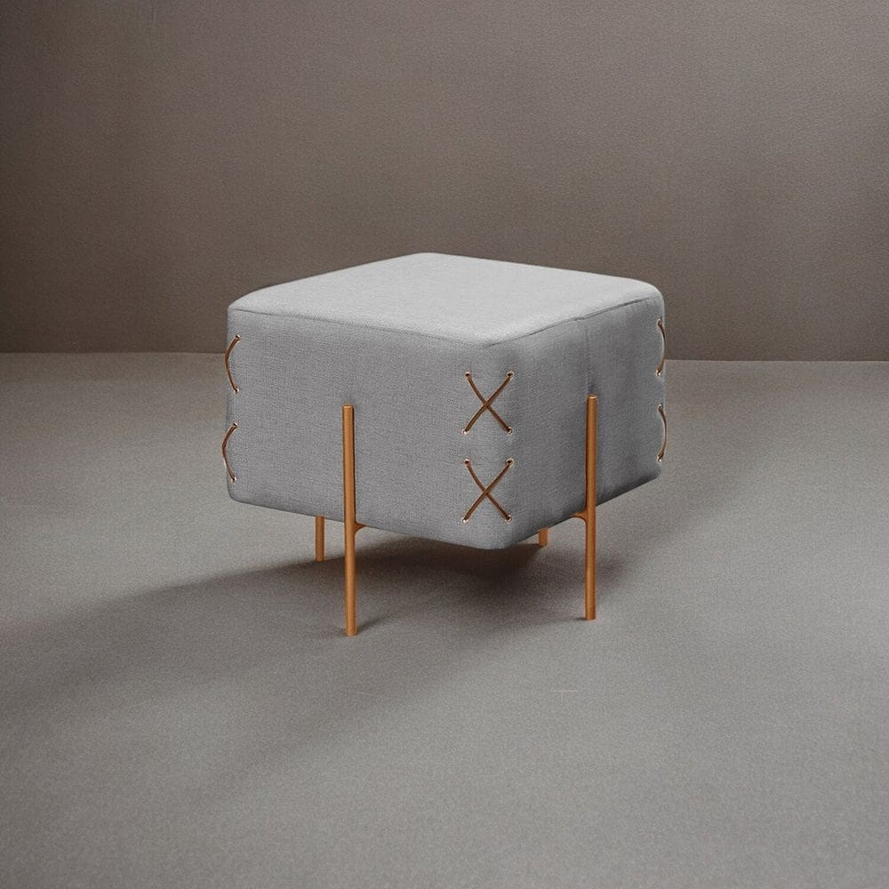 Puff Banqueta 45cm X 45cm Eros Luxo Cinza