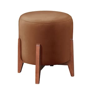 Puff Banqueta Madeira Maciça Thor Luxo Caramelo