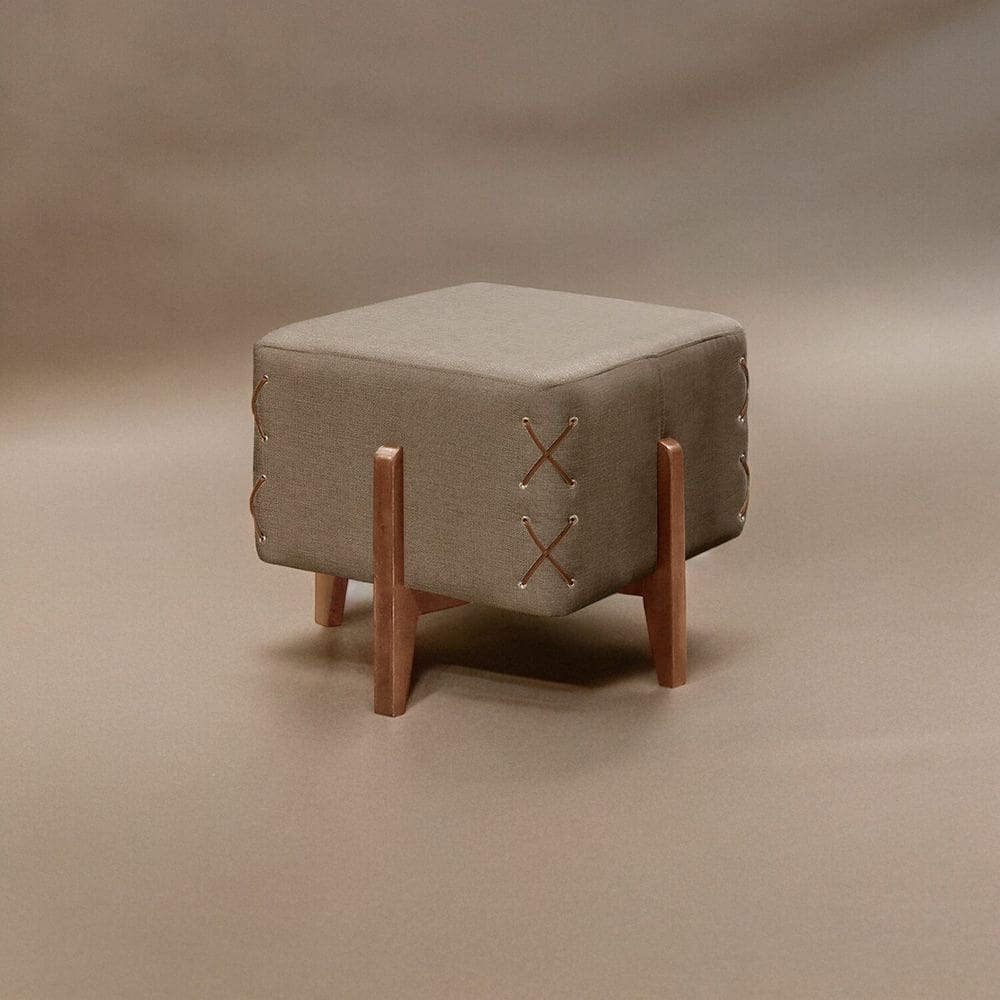 Puff Banqueta Madeira Maciça Eros Luxo Cappuccino