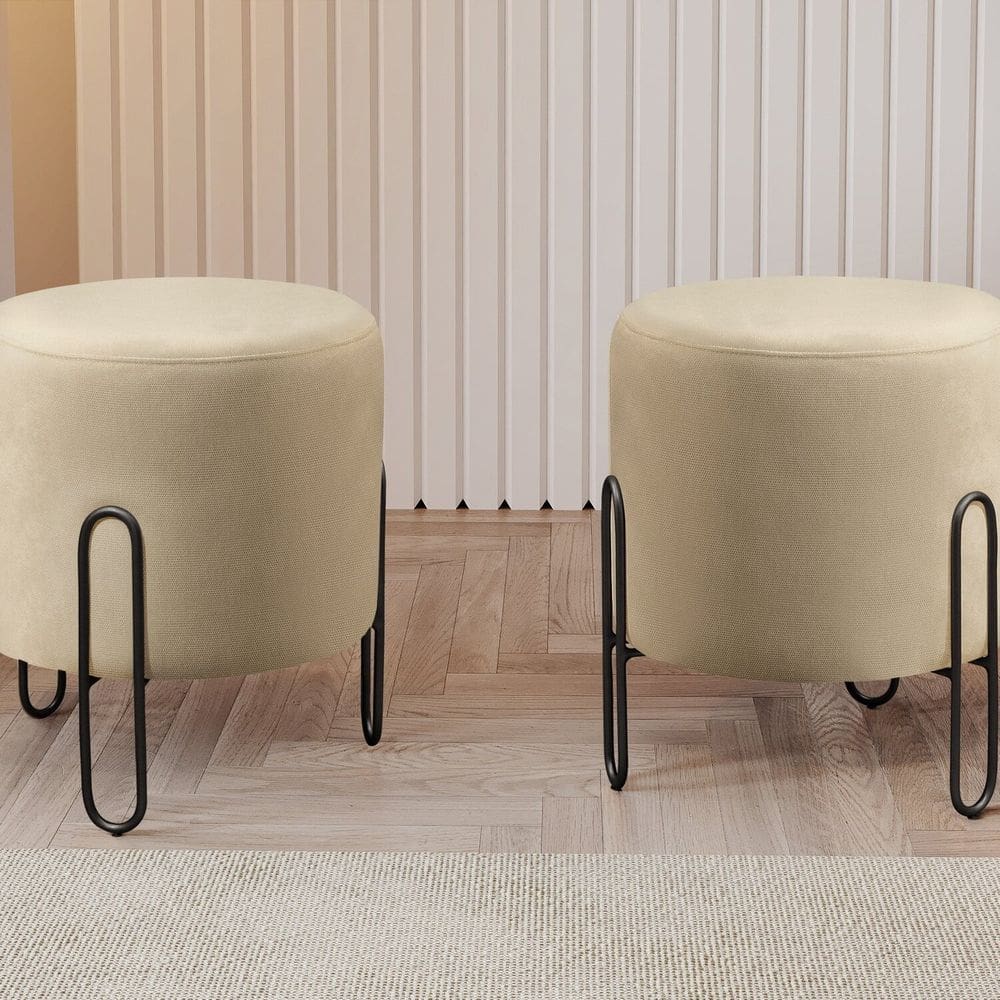 Puff Banqueta 45x50cm Mali Luxo Bege