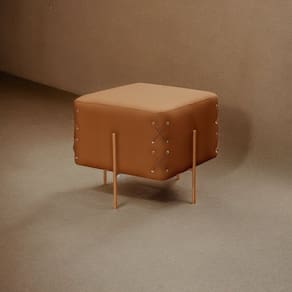 Puff Banqueta 45cm X 45cm Eros Luxo Caramelo