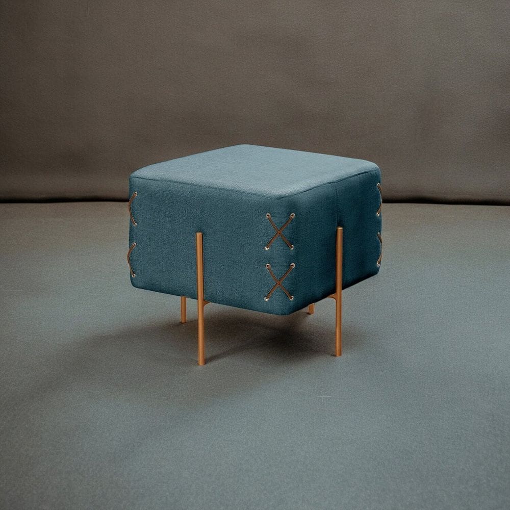 Puff Banqueta 45cm X 45cm Eros Luxo Azul