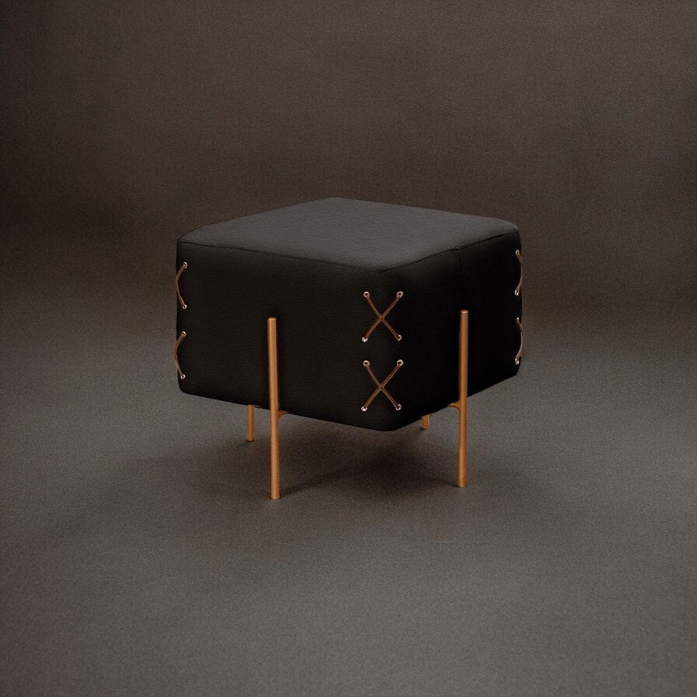 Puff Banqueta 45cm X 45cm Eros Luxo Preto