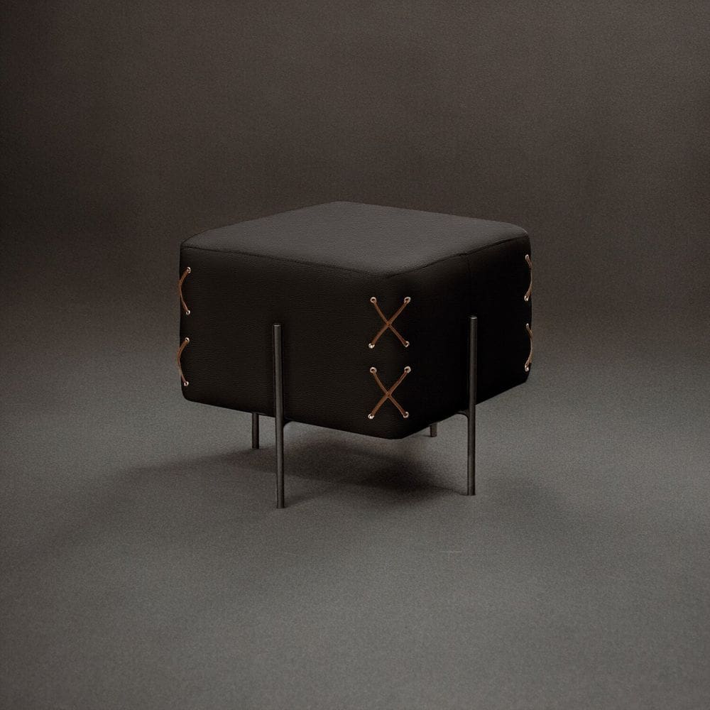 Puff Banqueta 45cm X 45cm Eros Luxo Preto