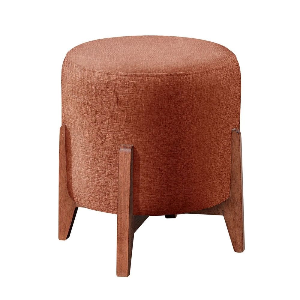 Puff Banqueta Madeira Maciça Thor Luxo Terracota