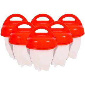 Kit com 6 Peças Forma de Silicone para Cozinhar Ovo com Tampa 75ml Forma de Ovos
