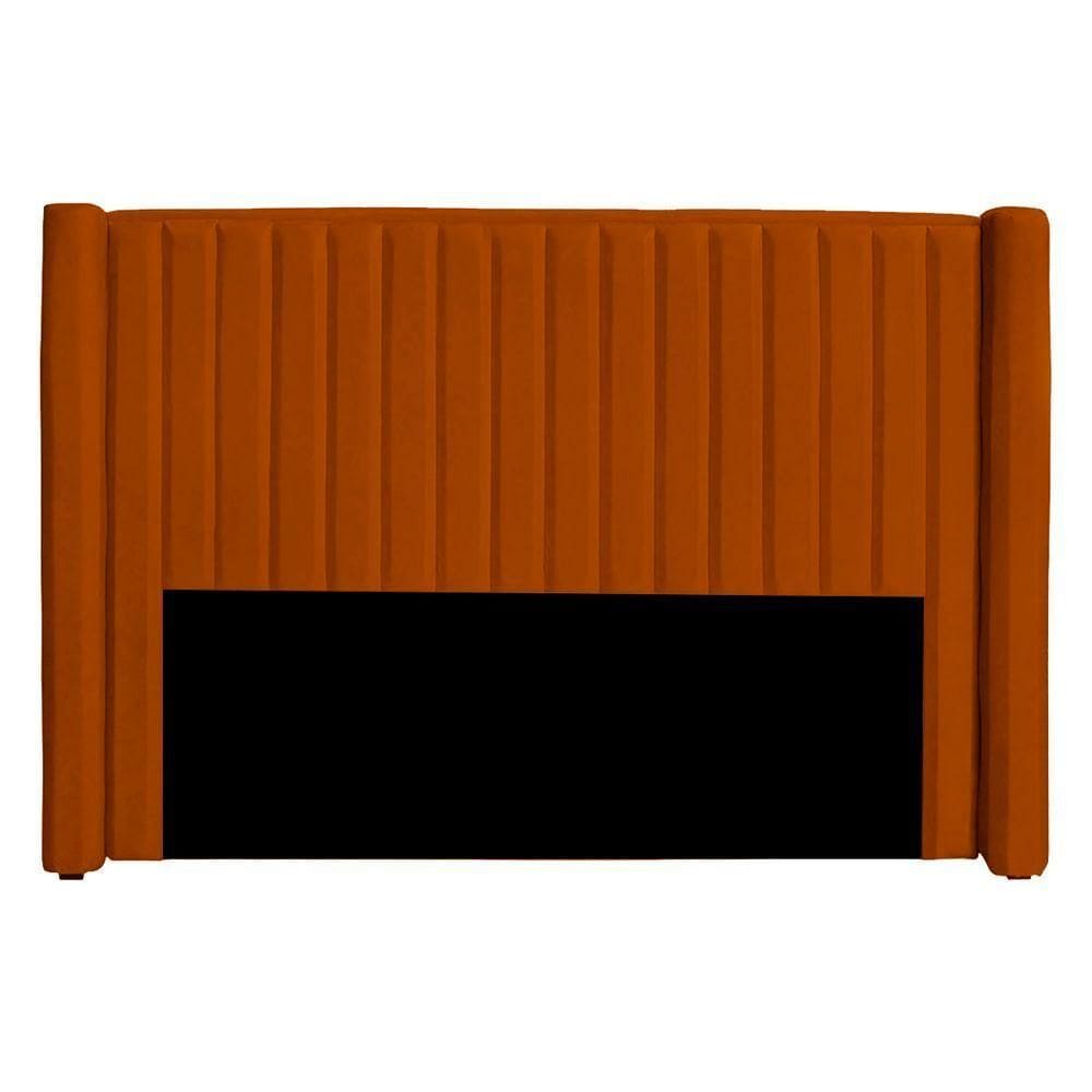Cabeceira Casal Estofada Para Cama Box Alicia Veludo Cor Terracota