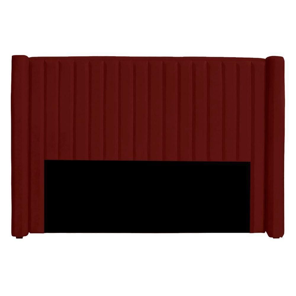 Cabeceira Casal Estofada Para Cama Box Alicia Veludo Cor Marsala