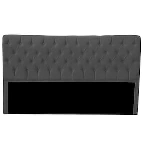 Cabeceira Casal Estofada Para Cama Box Glass Veludo Cor Cinza Chumbo
