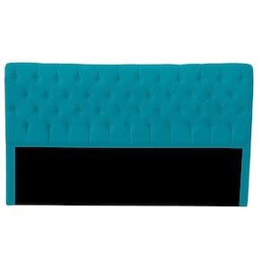 Cabeceira Casal Estofada Para Cama Box Glass Veludo Cor Azul Claro