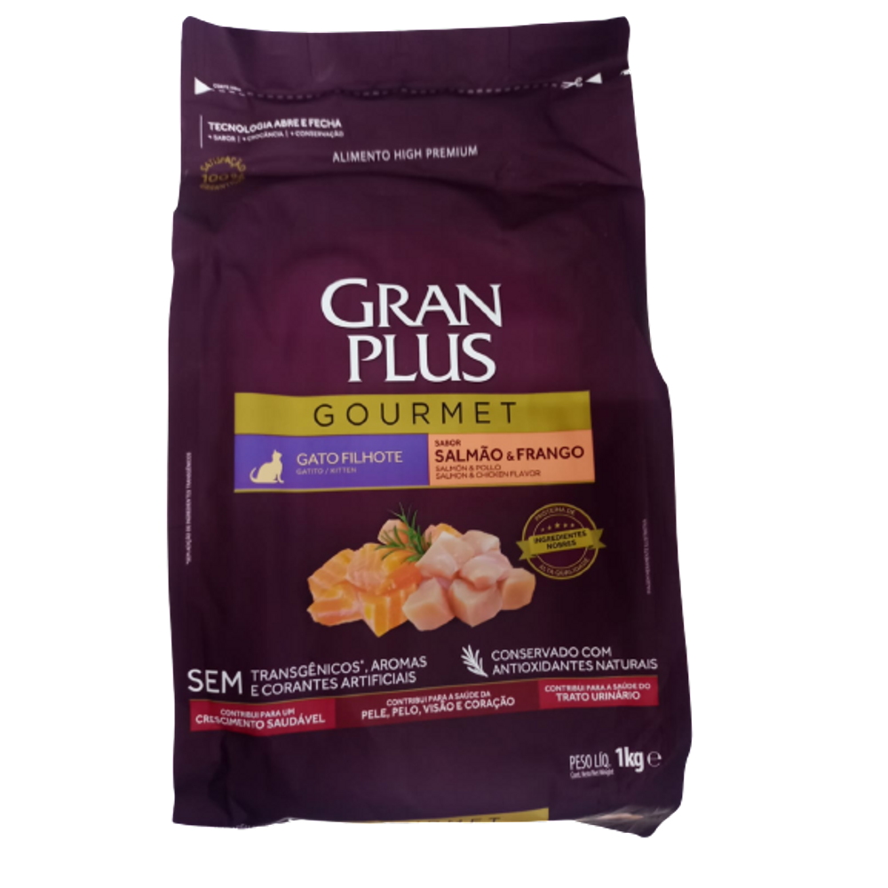 Gran Plus Gourmet Gatos Filh. Salmao e Frango 1 Kg