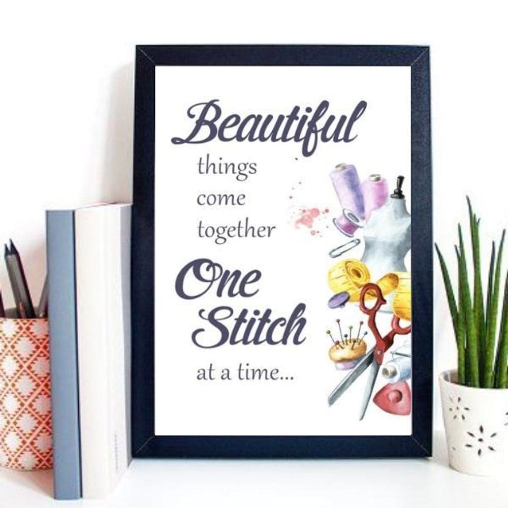 Quadro Para Atelier De Costura - Frase 33X24Cm - Com Vidro