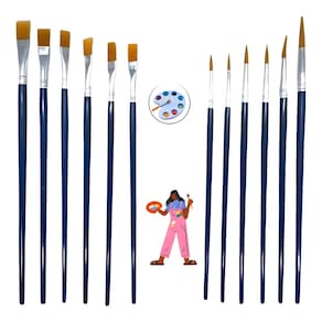 Kit 12 Pincéis Pintura - Tinta Óleo Acrílica E Sintética