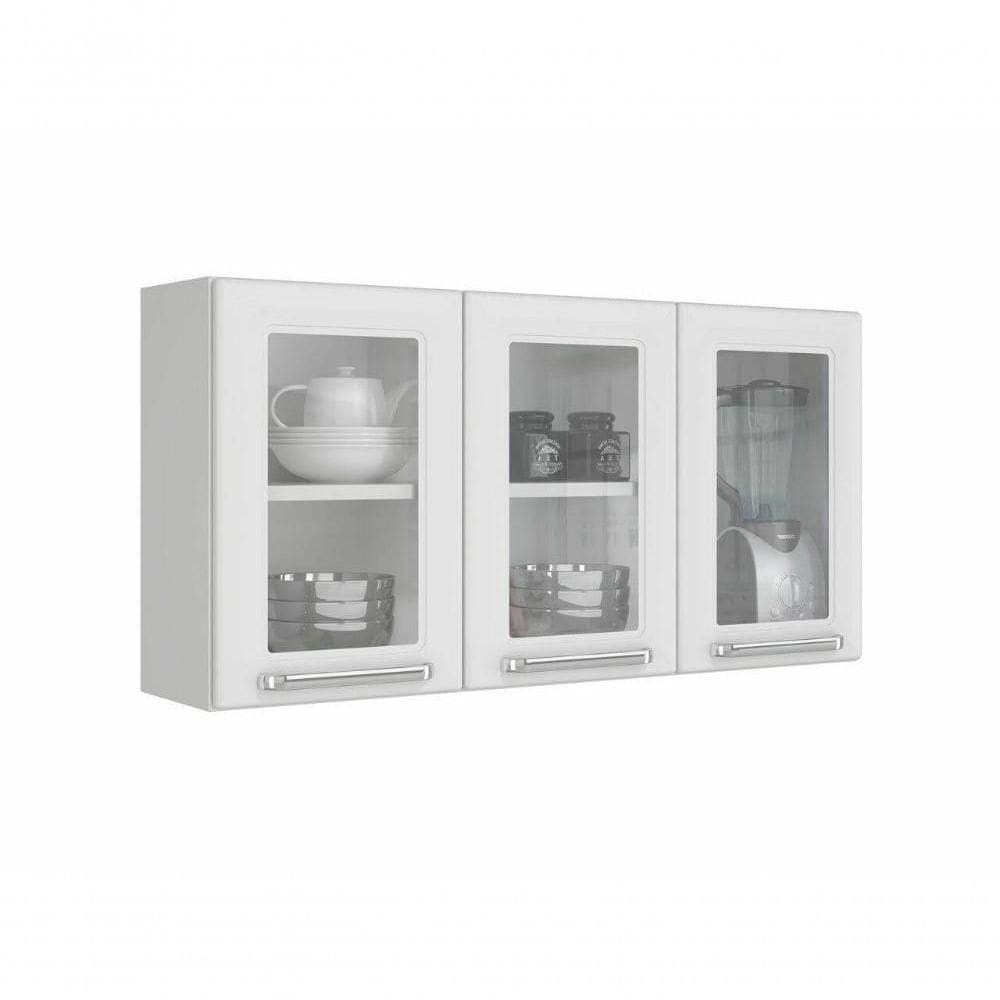 Armario Aéreo Com Vidro Cozinhas Itatiaia Luce 3 Portas Branco
