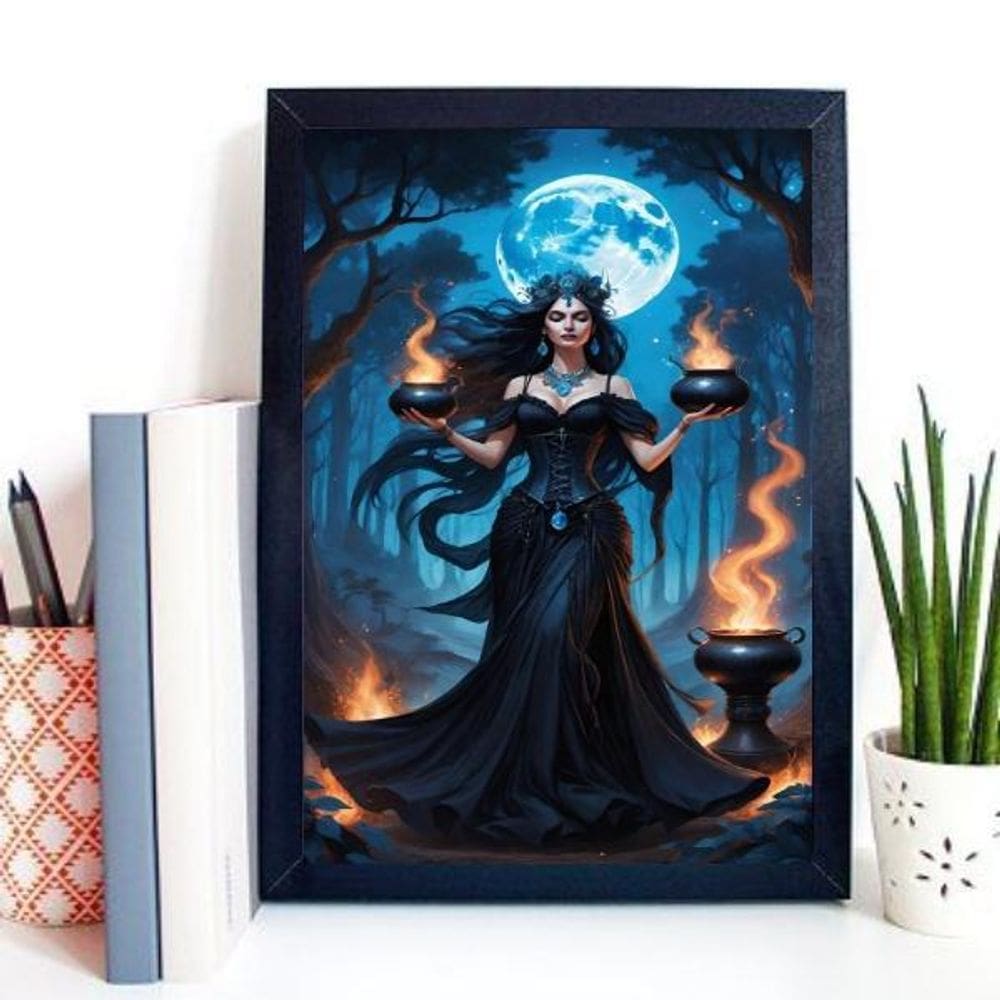 Quadro Cigana Ritual Da Lua Cheia 24X18Cm - Com Vidro