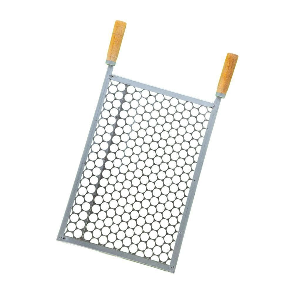 Grelha Popular Moeda Inox 40x30 Para Churrasco Cabo Madeira N° 1 - Gudim