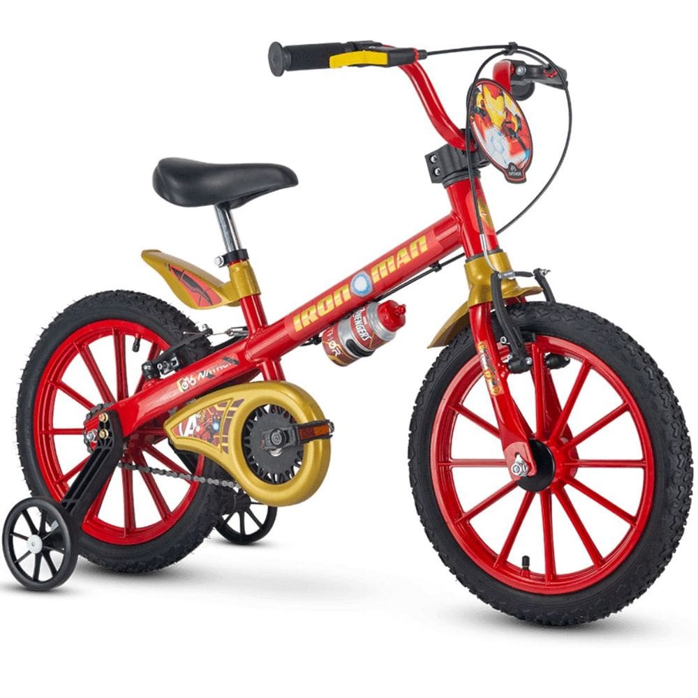 Bicicleta com Rodinha para Menino Aro 16 Homem de Ferro Marvel