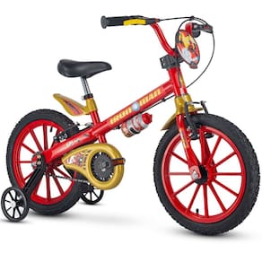 Bicicleta com Rodinha para Menino Aro 16 Homem de Ferro Marvel