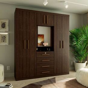 guarda-roupa casal com espelho advantage 7 pt 4 gv capuccino wood