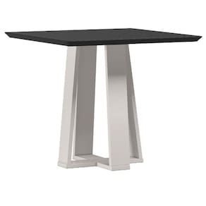 Mesa de Jantar 90x90 cm Valência com Vidro Off White Preto - New Ceval