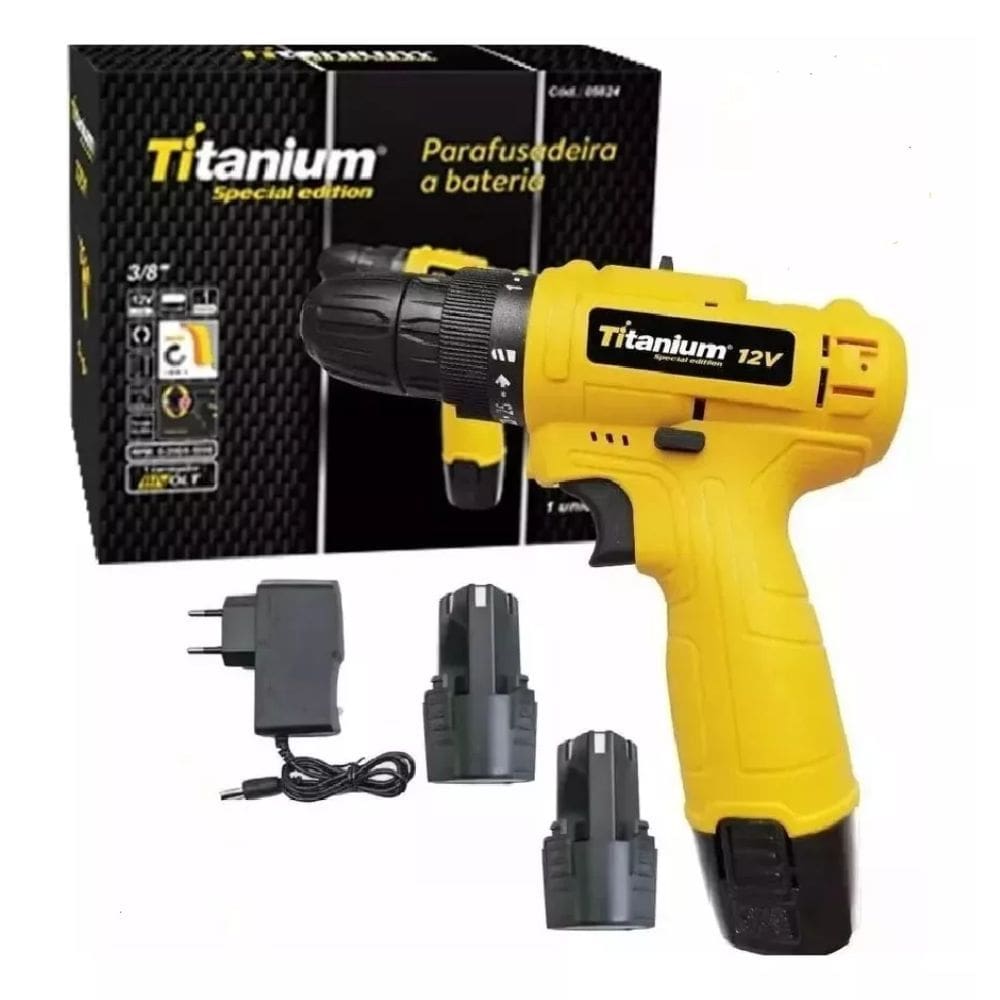 Parafusadeira Furadeira 12v 3/8 2 Baterias Biv  Titanium