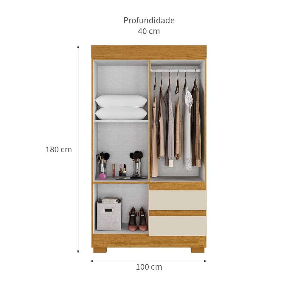 gurada-roupa solteiro maya 4 pt 2 gv cinamomo | Casas Bahia