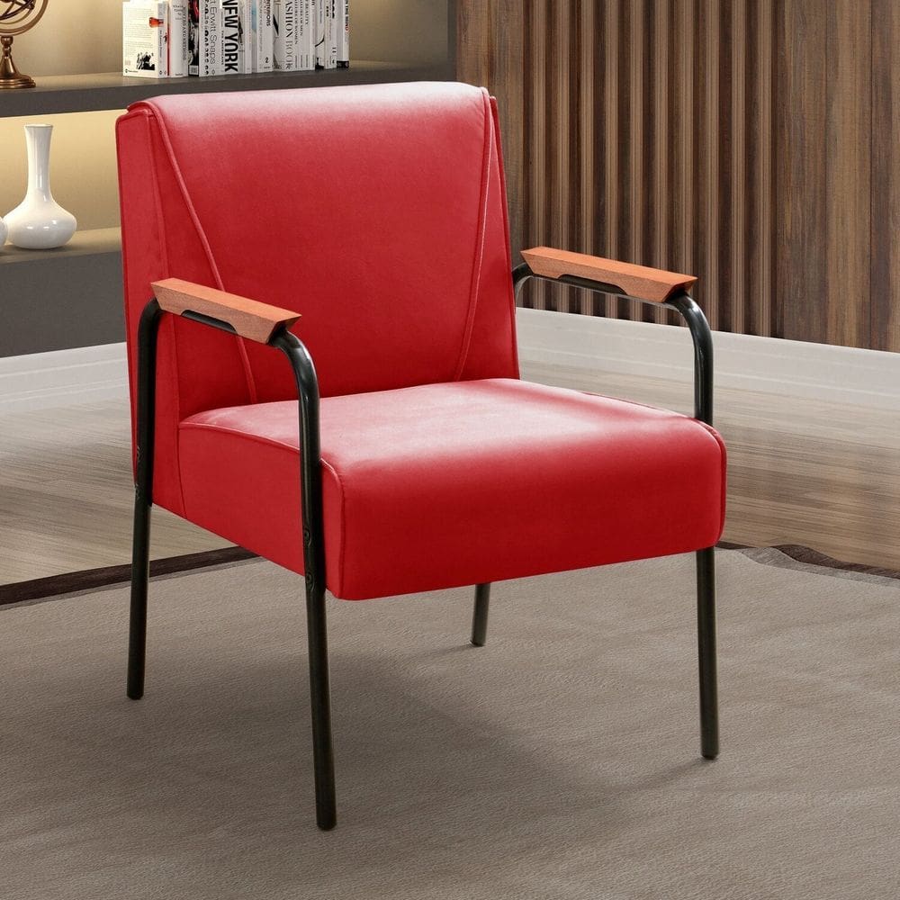 Kit 4 Poltronas Decorativas Braços Fixo Jade Vermelho