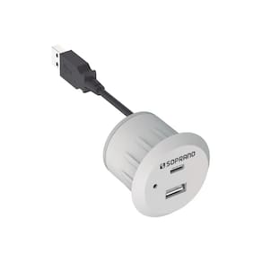 Tomada Embutir para Móveis USB Tipo A e C Branca 2,0A