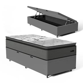 Cama Box Baú com Colchão Resistence Espuma D33 Pillow Top Solteiro 88cm