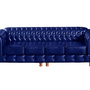 Sofá 4 Lugares Bipartido Luis Xv Decoração Retrô Sala Azul