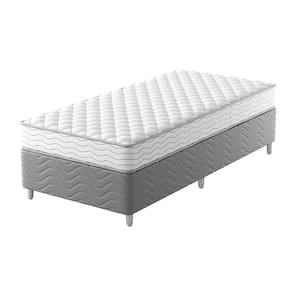 cama box com colchão solteirão howie espuma d28 (17x108x198) branco e cinza