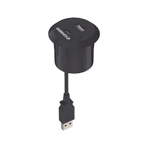 Tomada de Embutir para Móveis USB Tipo A e C Preta 2,0A
