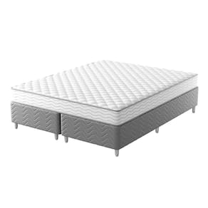 cama box com colchão queen howie espuma d45 (17x158x198) branco e cinza