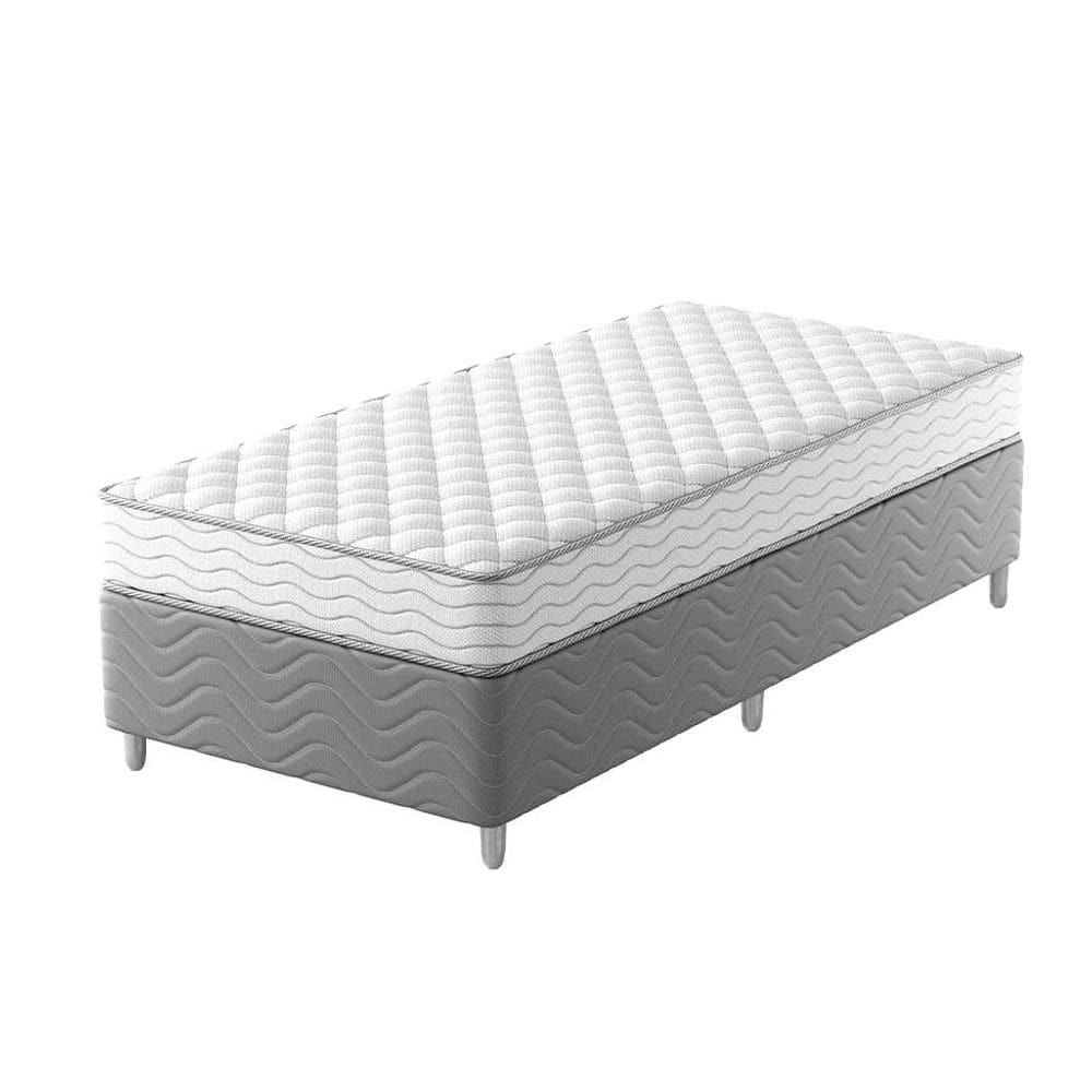 cama box com colchão solteirão howie espuma d45 (17x108x198) branco e cinza