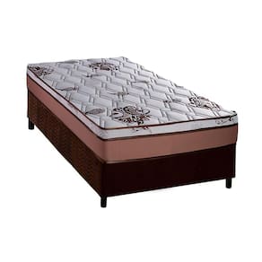 Cama Box Solteiro: Colchão Molas Ensacadas Luckspuma MasterPocket Caribe + Base CRC Suede Brown(88x188)