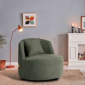 poltrona giratória laila bouclé verde e dourado