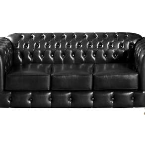 Sofá Chesterfield Luís Xv 3 Lugares Retrô Decoração Preto