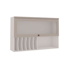 armário aéreo com vidro iluminata 1 pt branco e