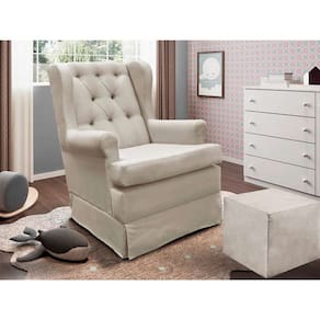 poltrona para amamentação balanço com puff eloísa suede bege