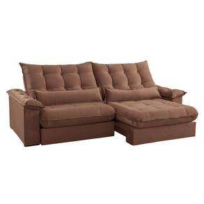 sofá 4 lugares retrátil e reclinável aruba veludo marrom 250 cm
