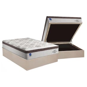Cama Box Baú Casal: Colchão Molas MasterPocket Ensacadas Plumatex Personalle + Base CRC Suede Clean(138x188)