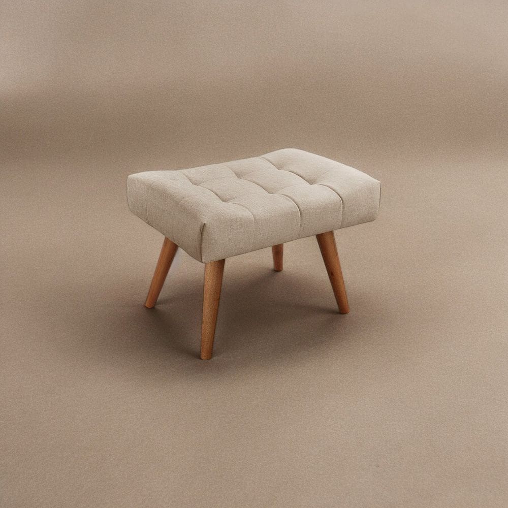 Puff Banqueta em Madeira Maciça Theo Bege