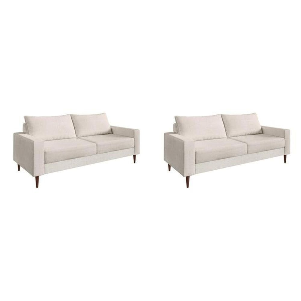 Conjunto Sofá 2 e 3 Lugares Bipartido Ascona Off White