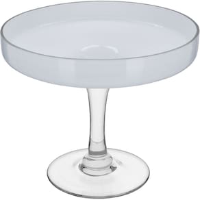 CENTRO MESA COM PÉ VIDRO 23x27x27cm BRANCO FRUTEIRA
