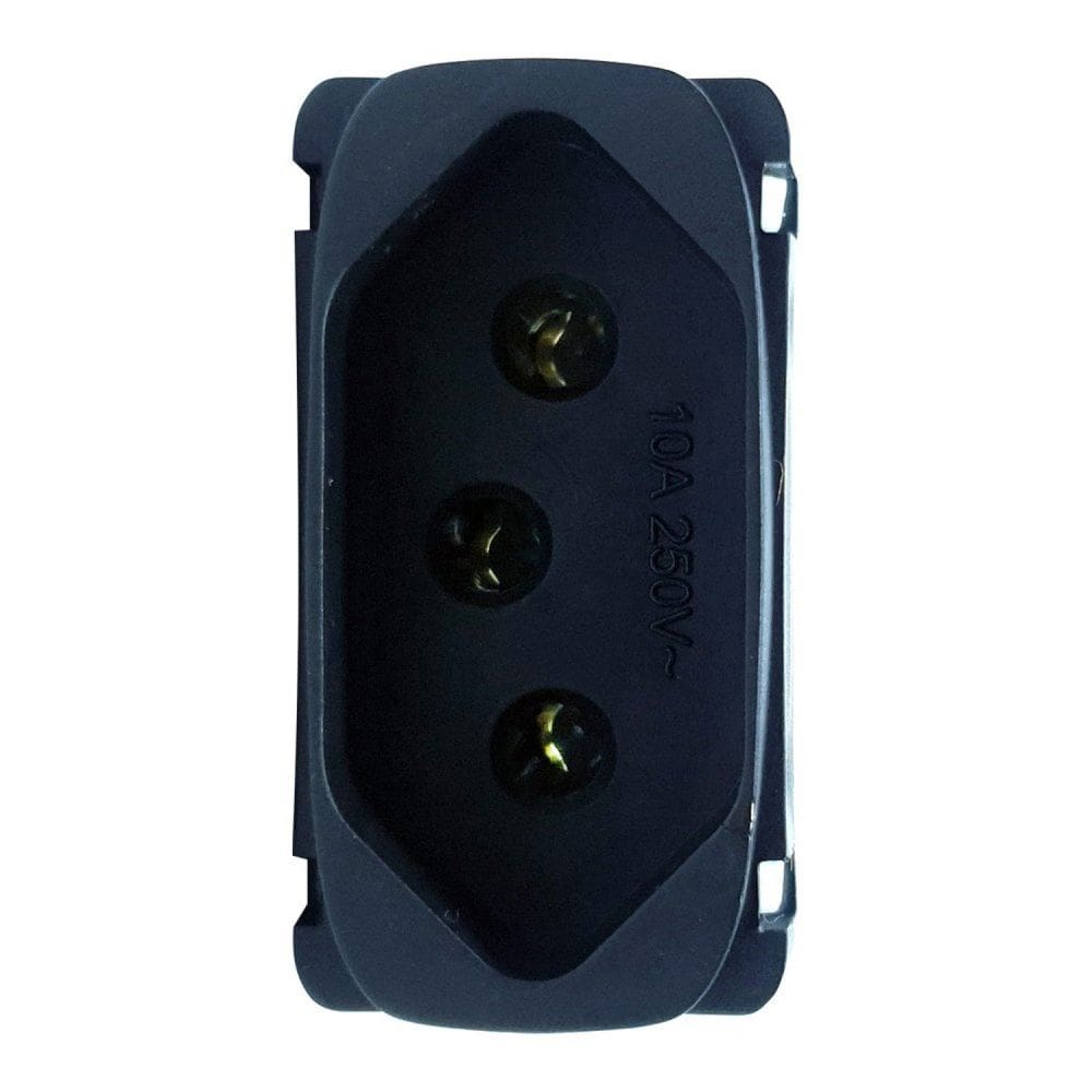 Módulo tomada 2P+T 10A 250V~ Gracia Alumbra Preto