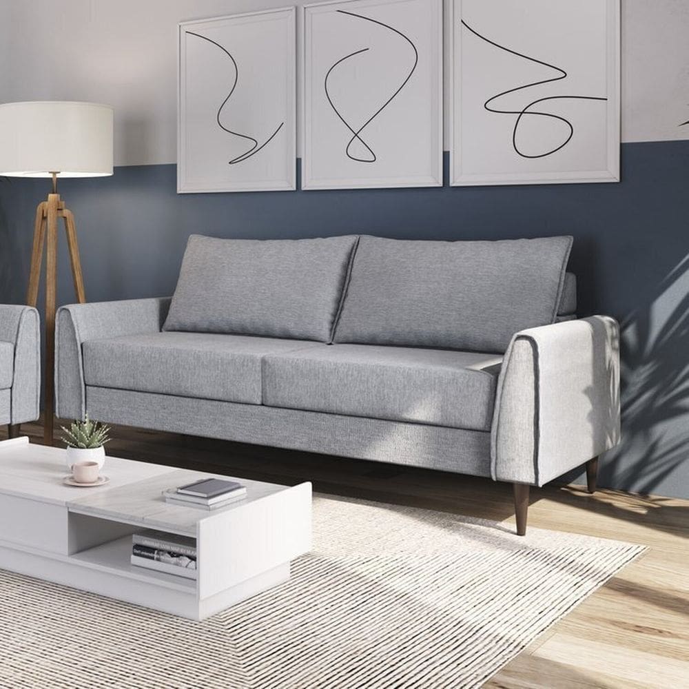 Conjunto Sofá 2 e 3 Lugares Bipartido Bienna Cinza