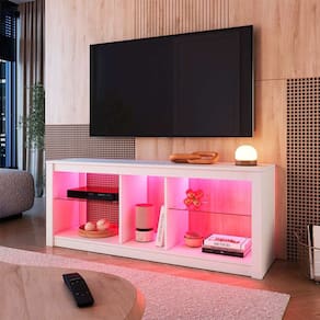 rack para tv até 55 polegadas com led leo branco 136 cm