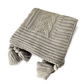 Manta Peseira de Tricot 90x180 Cm com Tassel - Trançada Natural